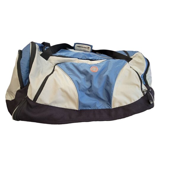 Timberland Large Blue & Grey Duffel Bag With Multiple Compartments Straps jj3643 - Picture 7 of 11